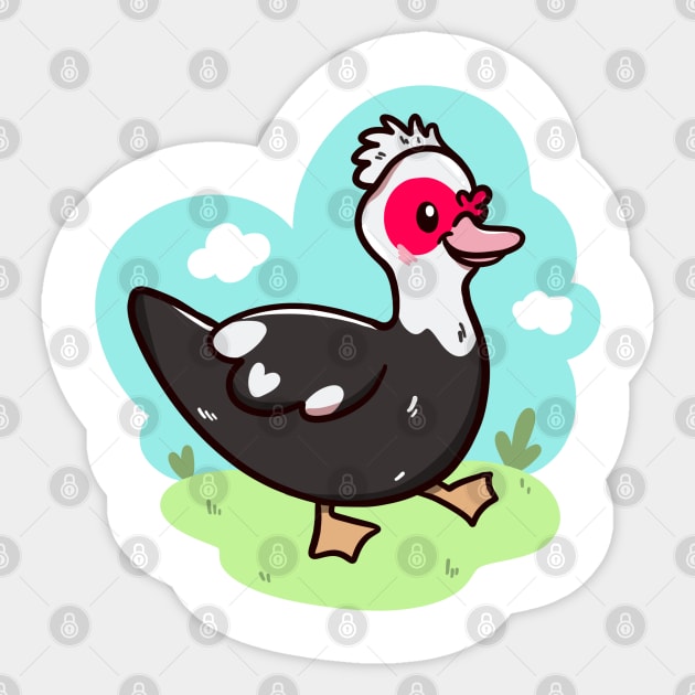 Kawaii Muscovy duck Sticker by Jurassic Ink